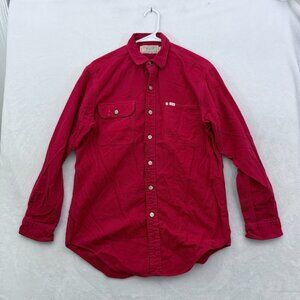 Vintage Polo Ralph Lauren Chamois Flannel Shirt Men M Red Pocket Metal Button Up
